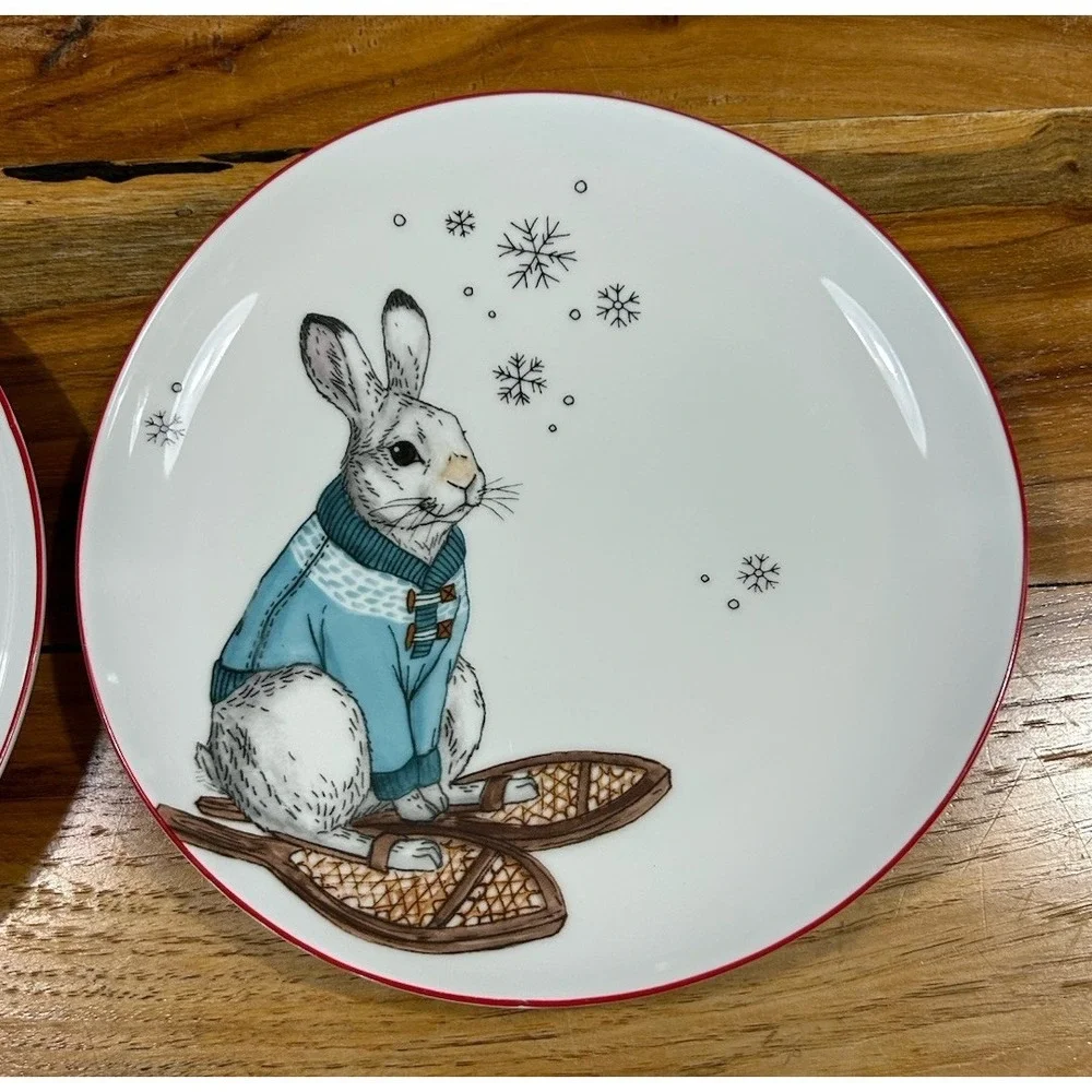 West Elm Rachel Kozlowski Dapper Animal Plates Holiday Lot of 4 VGUC